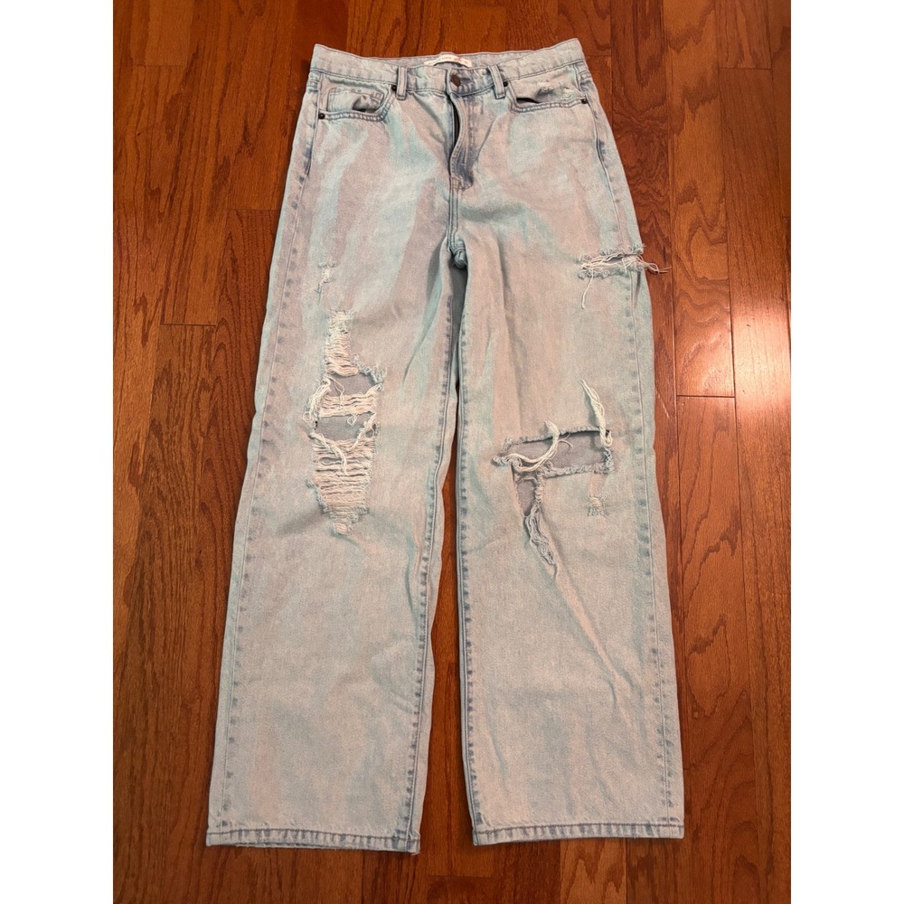 Altar'd State Distressed High Rise Wide Leg Light Wash Jeans Size 29